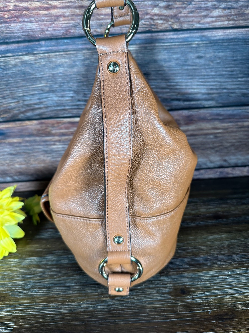 Michael Kors Fulton pebbled leather hobo bag in caramel tan! - Picture 3 of 7